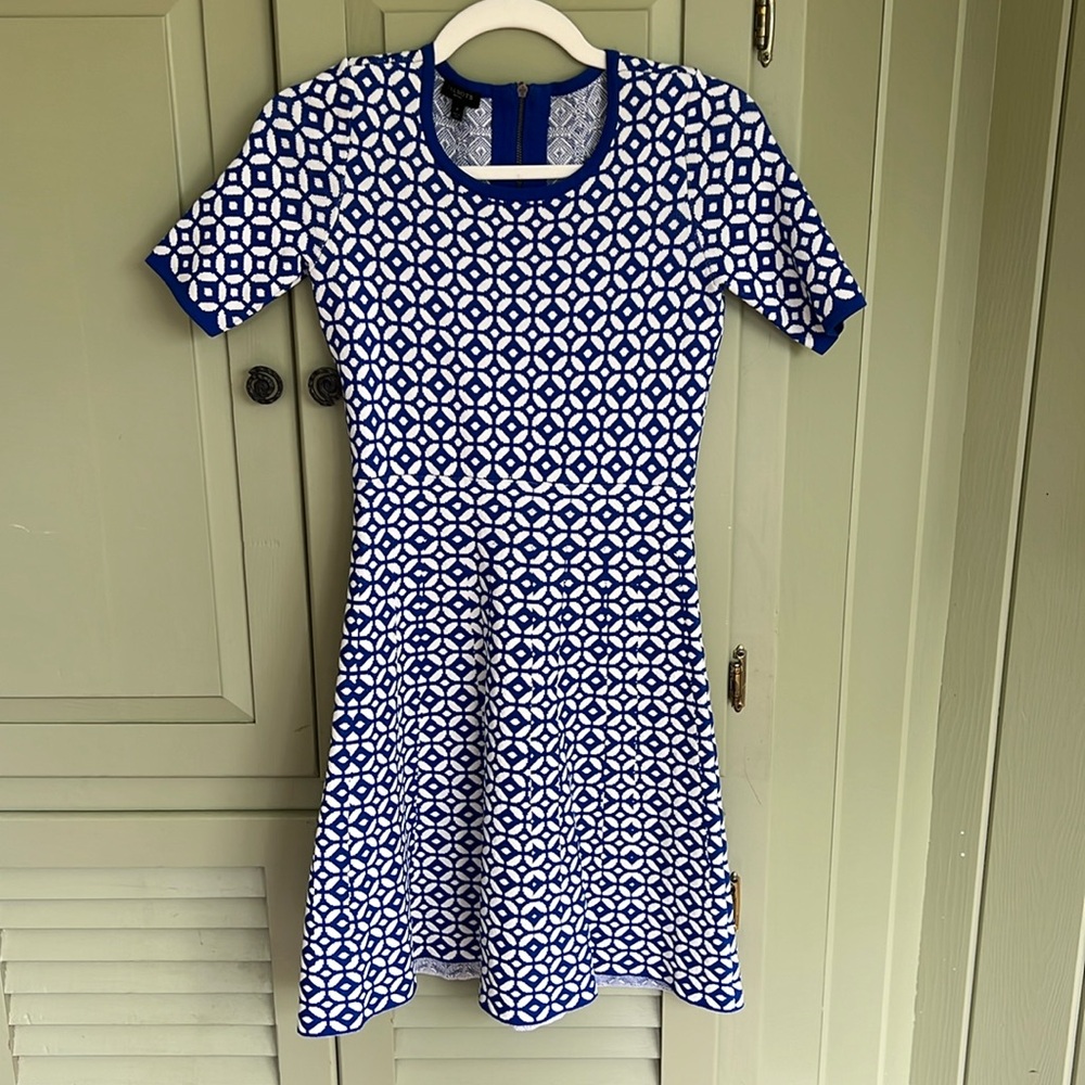 Talbots Blue and White Geometric Dress
